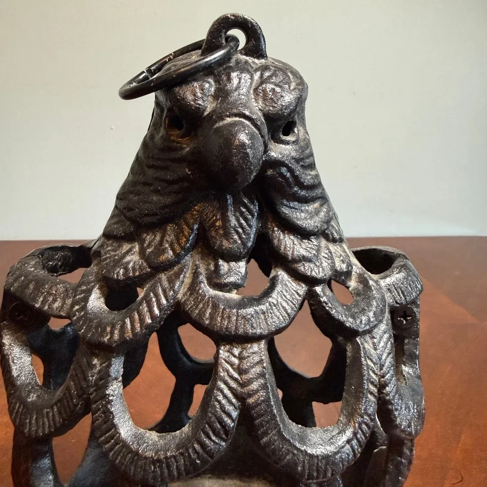 Vintage Cast Iron Hanging Eagle Lantern Rustic Bird